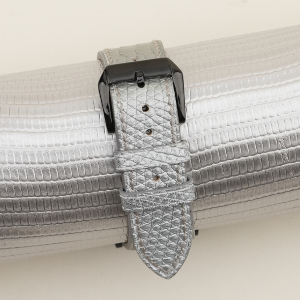 Silver Lizard Leather Samsung Watch Band