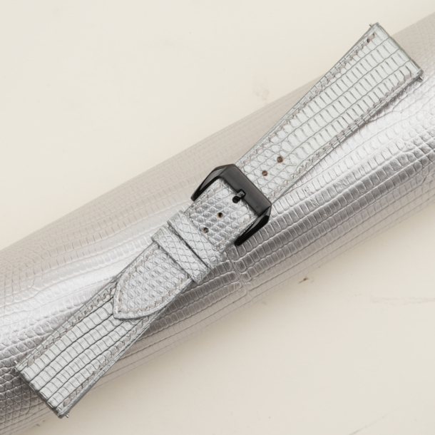 Silver Lizard Leather Samsung Watch Band
