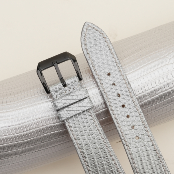 Silver Lizard Leather Samsung Watch Band