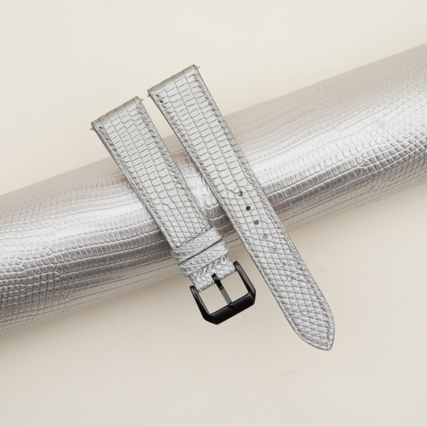 Silver Lizard Leather Samsung Watch Band