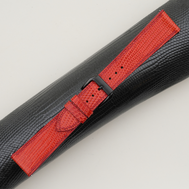 Red Orange Lizard Leather Samsung Watch Band