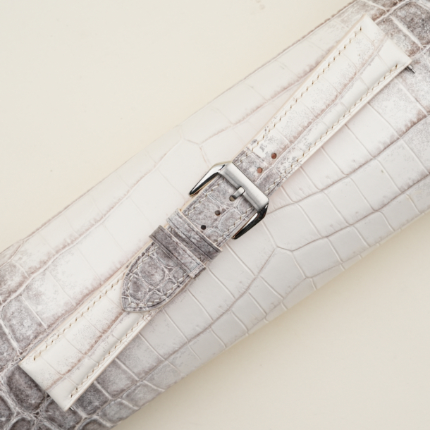 Grey Himalayan Alligator Orange Epsom Lining Leather Watch Strap
