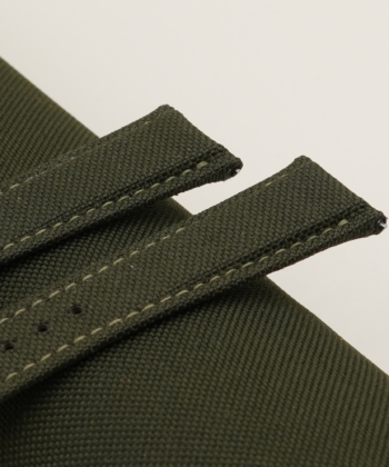Olive Canvas Lining Brown Alran Cherve Folded Edges Watch Strap