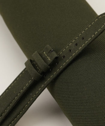 Olive Canvas Lining Brown Alran Cherve Folded Edges Watch Strap