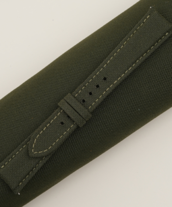 Olive Canvas Lining Brown Alran Cherve Folded Edges Watch Strap