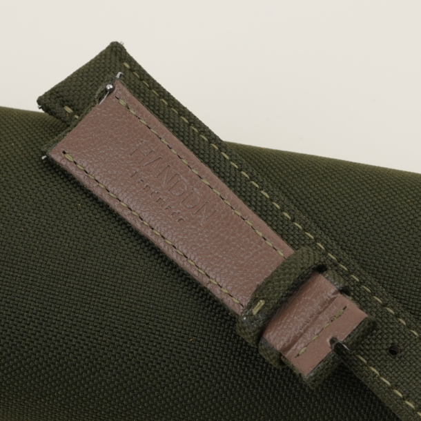 Olive Canvas Lining Brown Alran Cherve Folded Edges Watch Strap