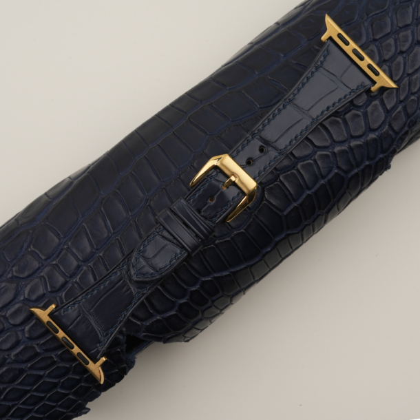 Slim Midnight Blue Alligator Leather Apple Watch Band