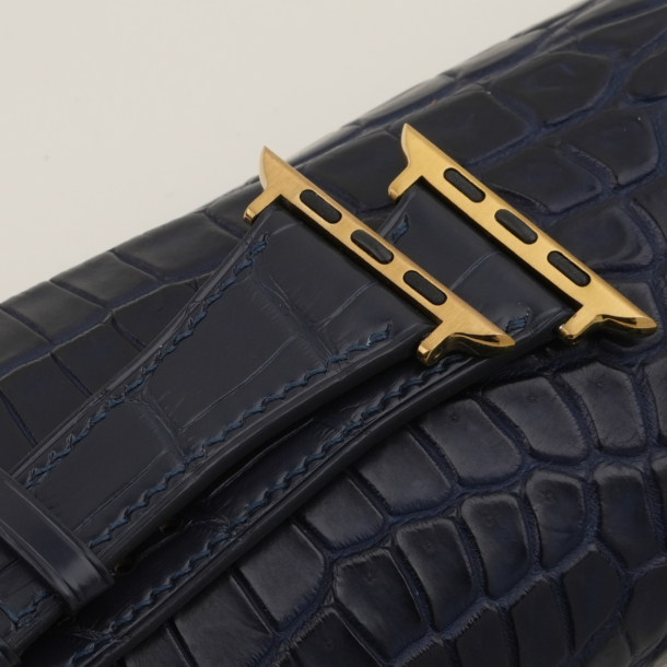 Slim Midnight Blue Alligator Leather Apple Watch Band