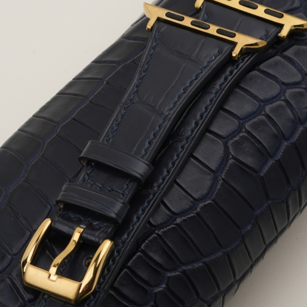 Slim Midnight Blue Alligator Leather Apple Watch Band