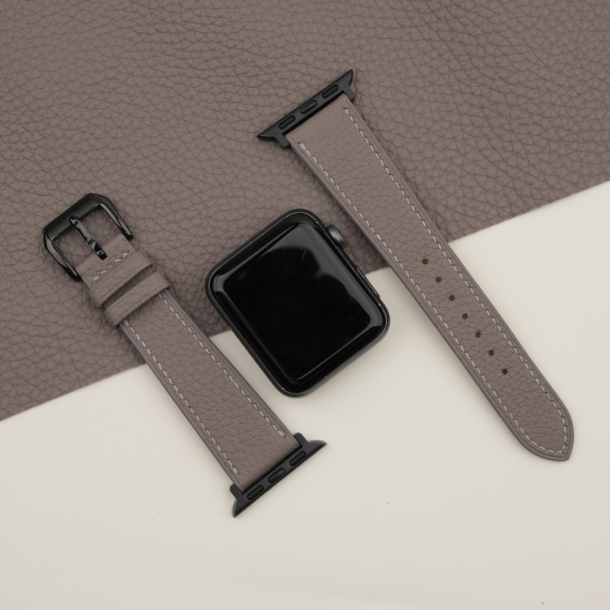 Dark Grey Togo Leather Apple Watch Band