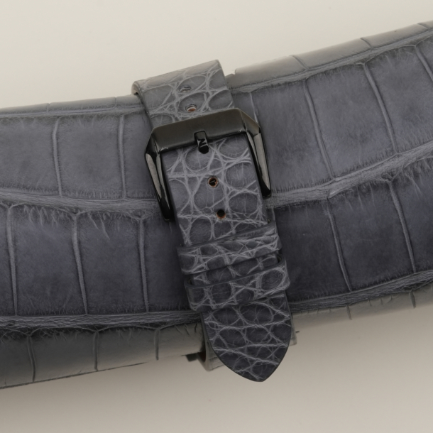 Vintage Stone Grey Alligator Round Scales Leather Samsung Watch Band