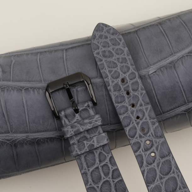 Vintage Stone Grey Alligator Round Scales Leather Samsung Watch Band