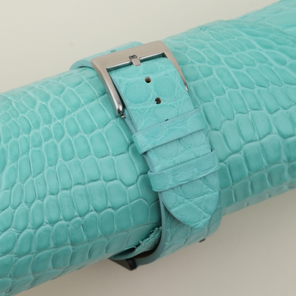 Vintage Turquoise Alligator Round Scales Leather Watch Strap