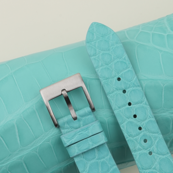 Vintage Turquoise Alligator Round Scales Leather Watch Strap