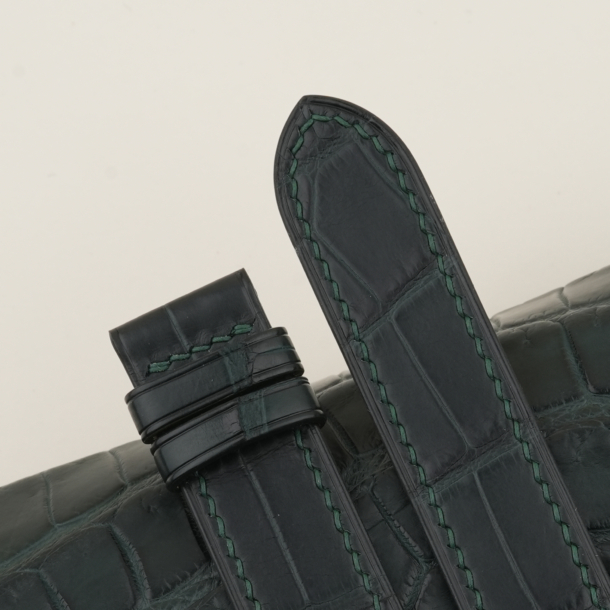 Middle Cut Dark Green Alligator Leather Watch Strap