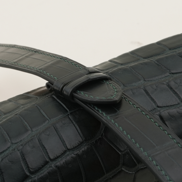 Middle Cut Dark Green Alligator Leather Watch Strap