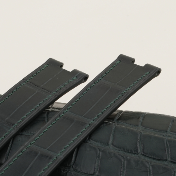 Middle Cut Dark Green Alligator Leather Watch Strap
