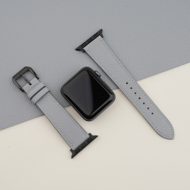 Light Grey Epsom Leather Apple Watch Band