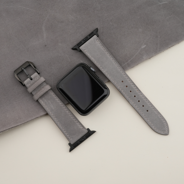 Grey Nubuck Leather Apple Watch Band