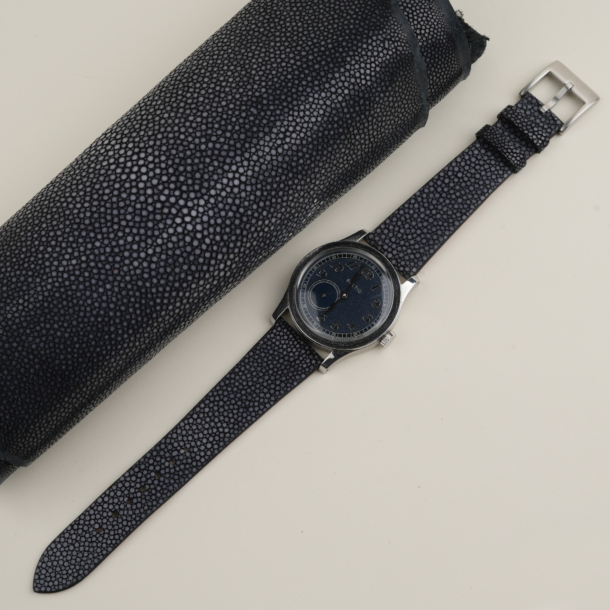 Vintage Black Stingray Leather Strap for Baltic Watch