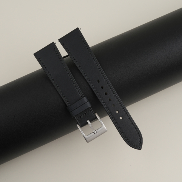 Box Calf Black Leather Strap for Baltic Watch