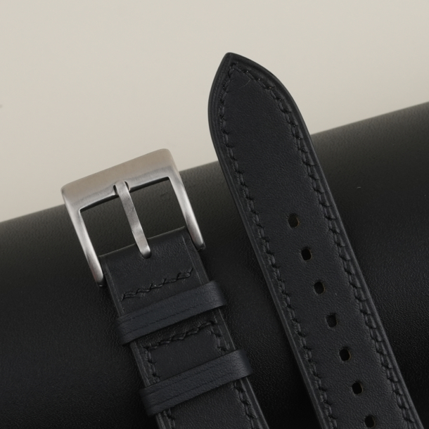Box Calf Black Leather Strap for Baltic Watch