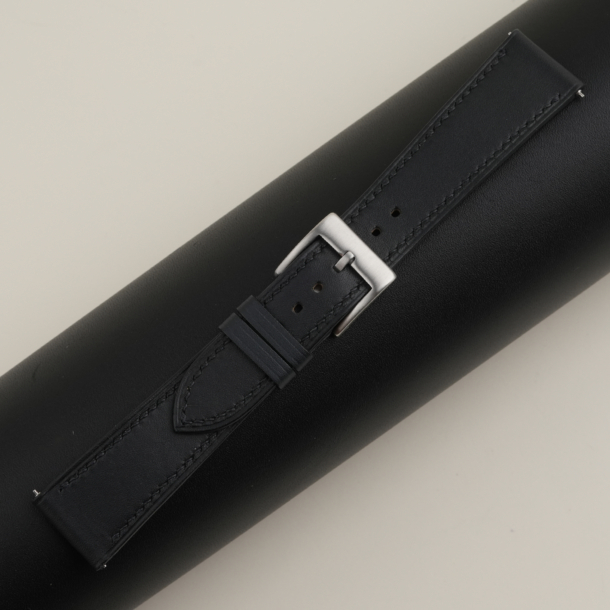 Box Calf Black Leather Strap for Baltic Watch