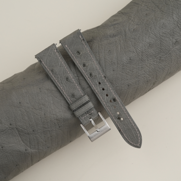 Dark Grey Ostrich Leather Strap for Baltic Watch