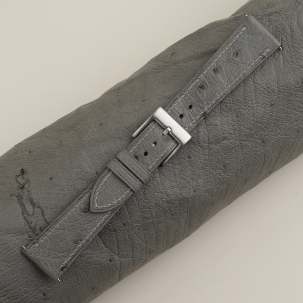Dark Grey Ostrich Leather Strap for Baltic Watch