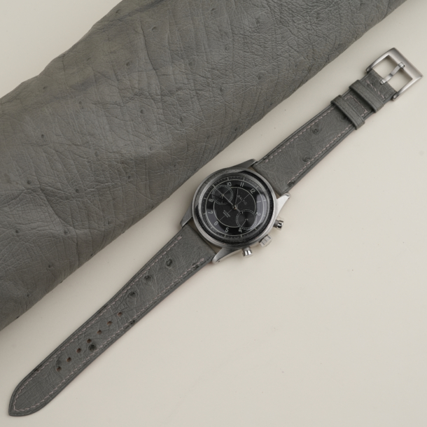 Dark Grey Ostrich Leather Strap for Baltic Watch