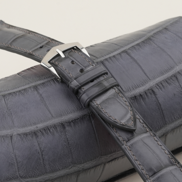 Stone Grey Alligator Lining Pink Alligator Leather Watch Strap
