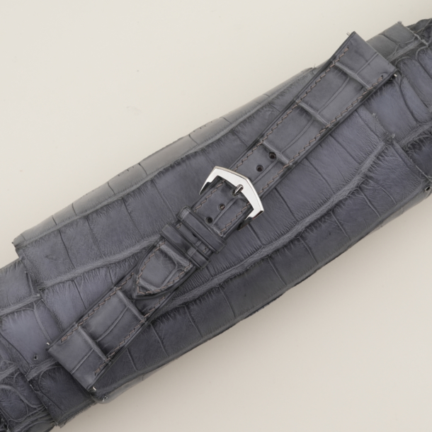 Stone Grey Alligator Lining Pink Alligator Leather Watch Strap