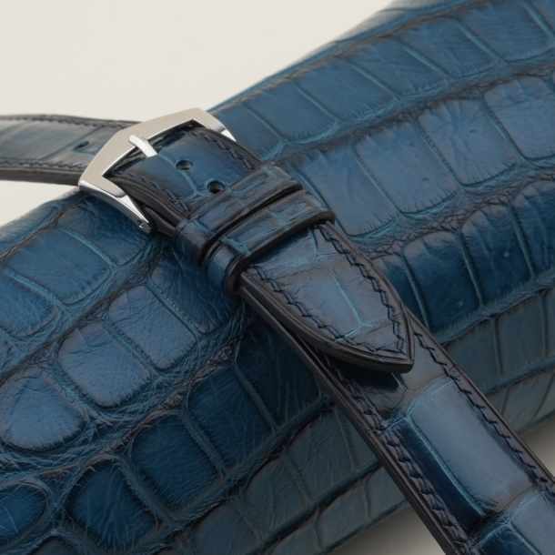 Patina Blue Alligator Leather Lining Bordeaux Alligator Watch Strap