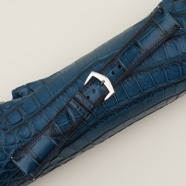 Patina Blue Alligator Leather Lining Bordeaux Alligator Watch Strap