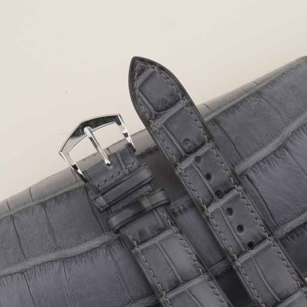 Stone Grey Alligator Lining Pink Alligator Leather Watch Strap