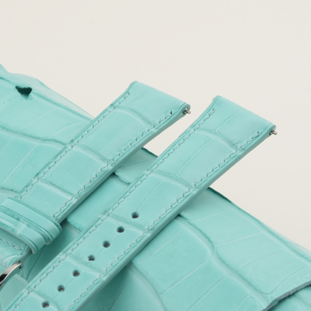Turquoise Alligator Lining Turquoise Alligator Leather Watch Strap