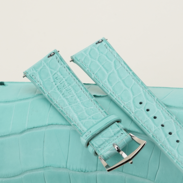Turquoise Alligator Lining Turquoise Alligator Leather Watch Strap