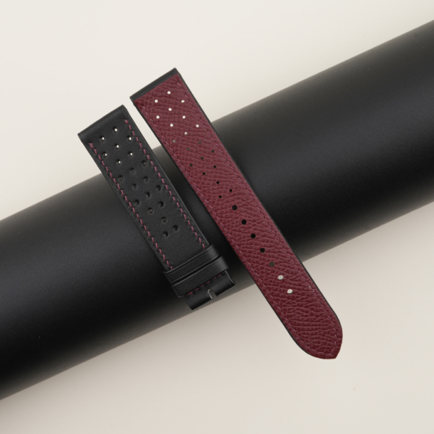 Rally Black Box Calf Lining Burgundy Epsom Leather Watch Strap