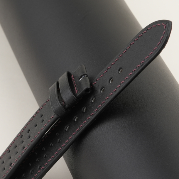Rally Black Box Calf Lining Burgundy Epsom Leather Watch Strap
