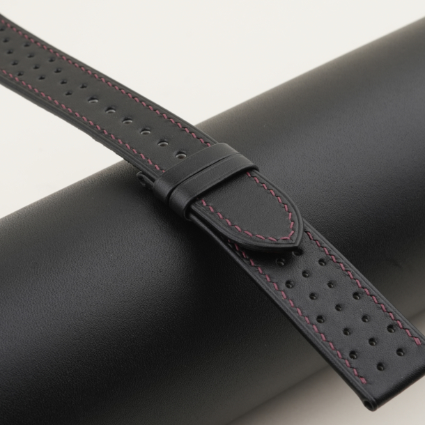 Rally Black Box Calf Lining Burgundy Epsom Leather Watch Strap