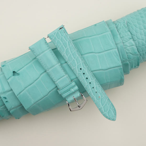 Turquoise Alligator Lining Turquoise Alligator Leather Watch Strap