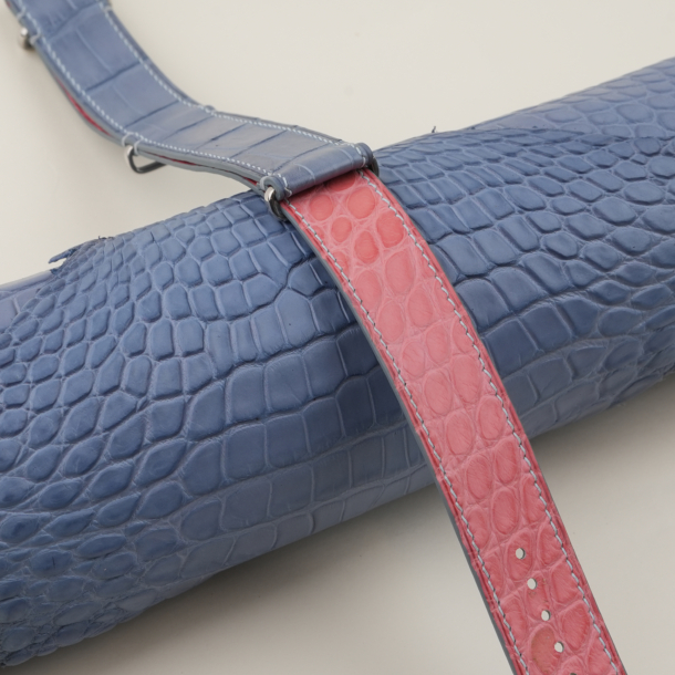 NATO Light Water Alligator Lining Pink Alligator Round Scales Leather Watch Strap
