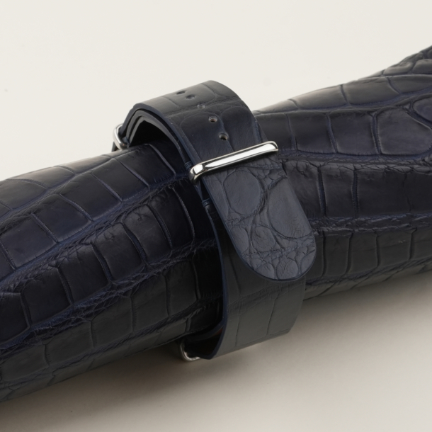 NATO Midnight Blue Alligator Lining Light Brown Alligator Leather Watch Strap