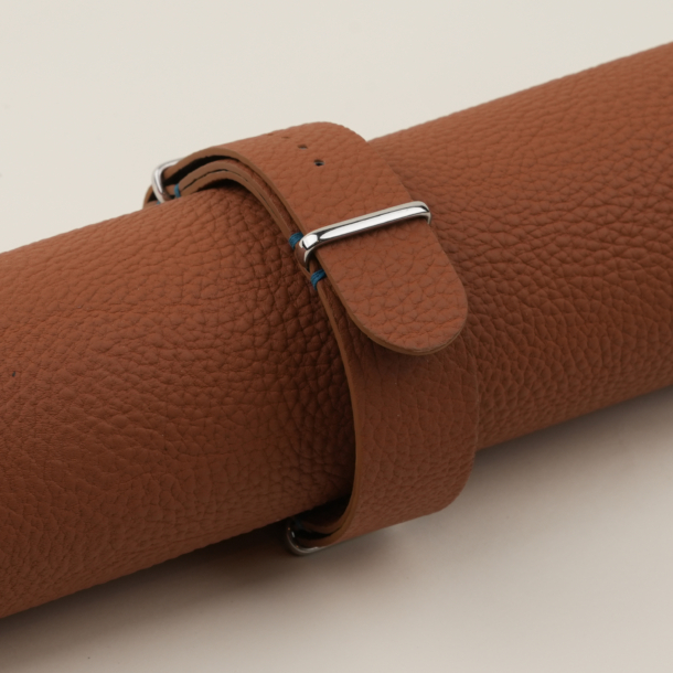 NATO Golden Togo Lining Jean Blue Alligator Round Scales Leather Watch Strap