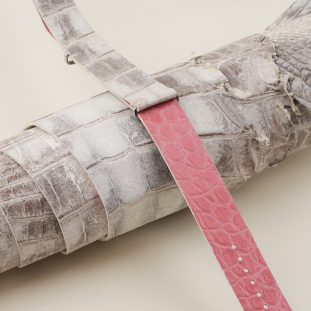 NATO Himalayan Alligator Lining Pink Alligator Round Scales Leather Watch Strap