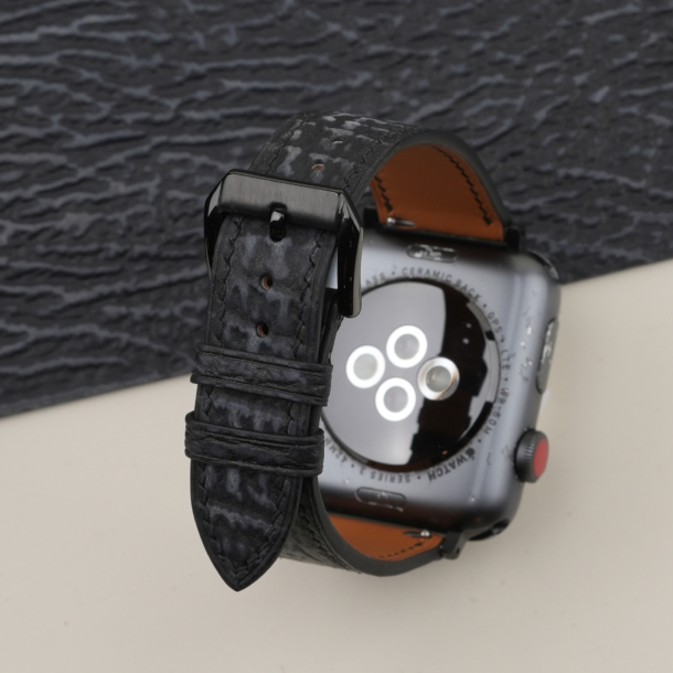 Black Shark Leather Apple Watch Band