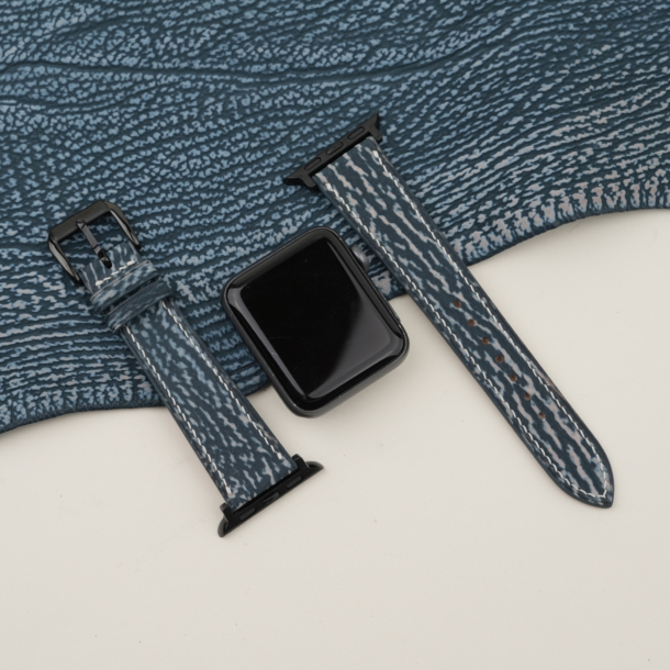 Jean Blue Shark Leather Apple Watch Band