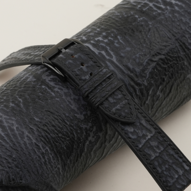 Black Shark Leather Samsung Watch Band