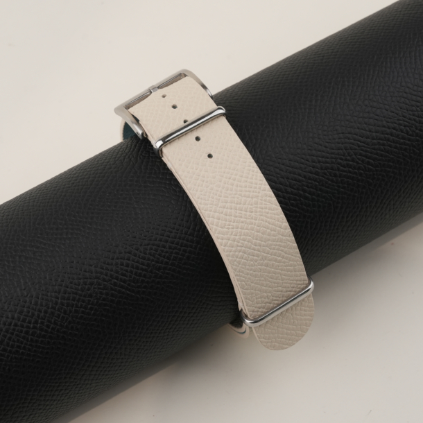 NATO Pearl White Epsom Lining Turquoise Epsom Leather Watch Strap