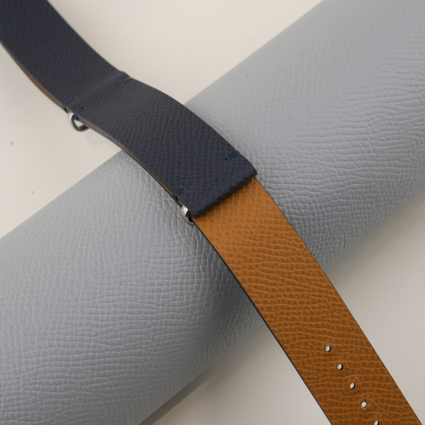 NATO Navy Epsom Lining Sesame Epsom Leather Watch Strap